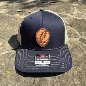 Grateful Dead | Steal Your Face Patch Hat | Laser Engraved | Genuine Leather