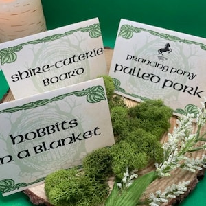 BEARBEITBAR: Herr der Ringe Food Tent Cards, Hobbit Party Decor, Buffet Karten, DIY, Digital, Printable