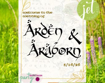 EDITABLE Fantasy Wedding Welcome Sign--DIY, Wedding, Welcome Sign, Digital Download, Customizable