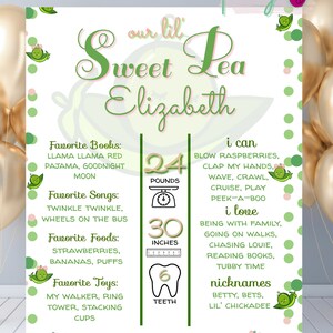 Sweet Pea Baby mijlpaalbord, BEWERKBAAR, feestdecor, mijlpaal verjaardag, eerste verjaardag, derde verjaardag, digitale download, afdrukbaar