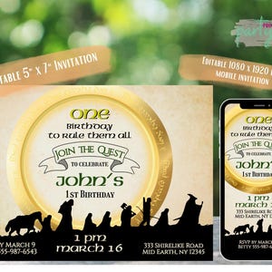 EDITABLE Fantasy Invitation, Invite, Digital, Mobile, Printable, DIY, Hobbitish