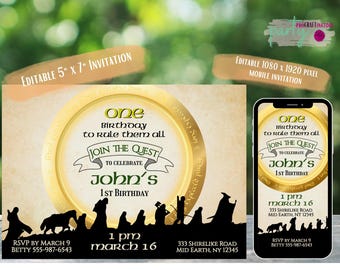EDITIERBARE Fantasy Einladung, einladen, Digital, Mobile, Printable, DIY, Hobbitish