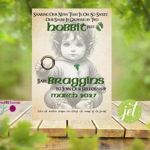 EDITABLE Fantasy Birth Announcement, Pregnancy Announcement, Hobbitcore, Invite, Digital Download, Mobile, Printable