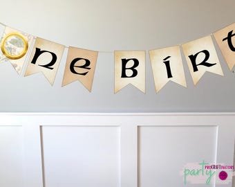 BEARBEITBAR - Fantasy One Geburtstagsbanner, Hobbitish, DIY, bedruckbar, anpassbar