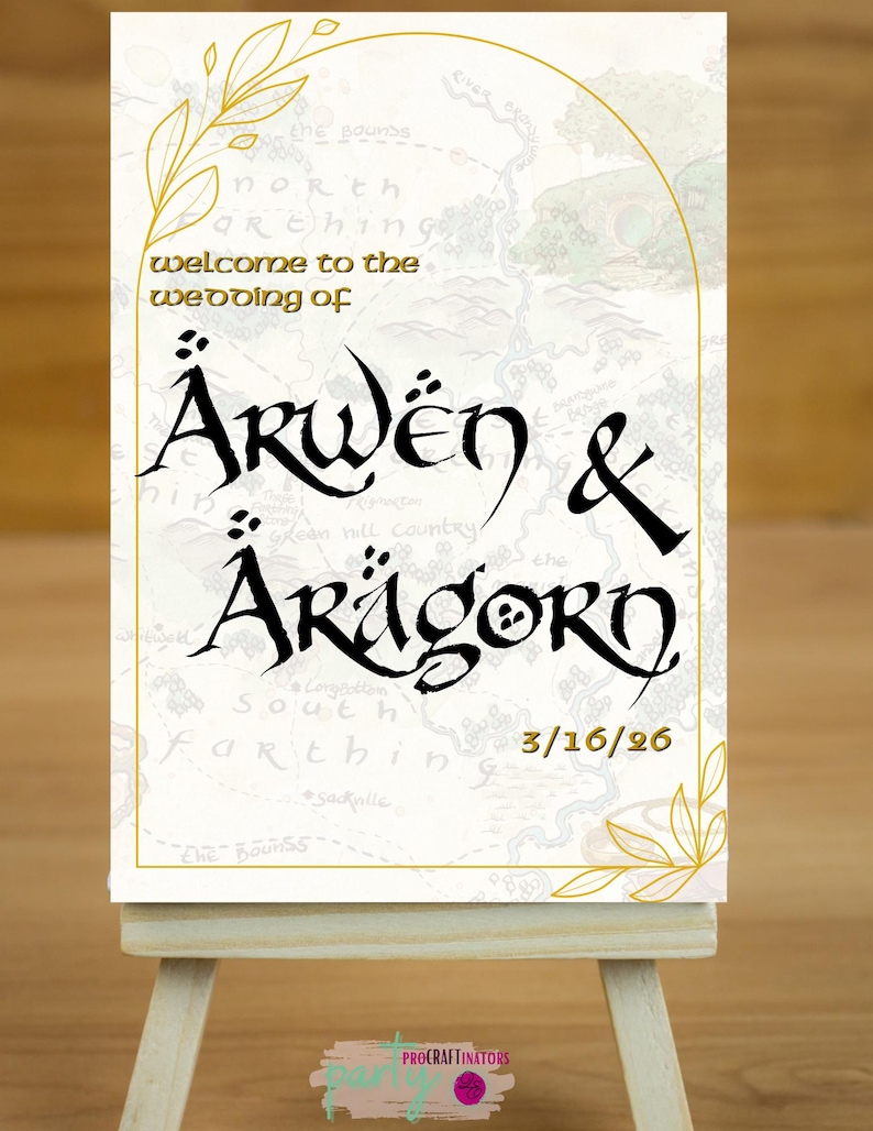 Buy EDITABLE LOTR Wedding Welcome Signlord of the Rings, Hobbit, Middle ...