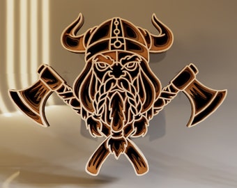 Viking 3D Multilayer SVG, Laser Cut File, Viking Digital Decor, Gift for Crafter, Instant Download File Svg, Dwg, Ai, Eps, Cdr, Dxf