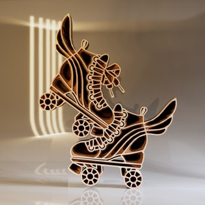Roller Skates 3D SVG Multilayered Laser Cut File, Skates SVG, Instant Download File Svg, Dwg, Ai, Eps, Cdr, Dxf