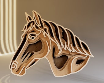 Horse Svg Layered File, Laser Cut Files, Home Decor for Man Cave, Instant Download File Svg, Dwg, Ai, Eps, Cdr, Dxf