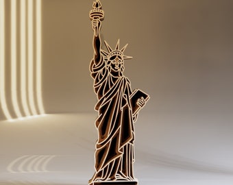 Statue of Liberty SVG Layered 3D File, Laser Cut Files, Craft Home Decor, Instant Download File Svg, Dwg, Ai, Eps, Cdr, Dxf