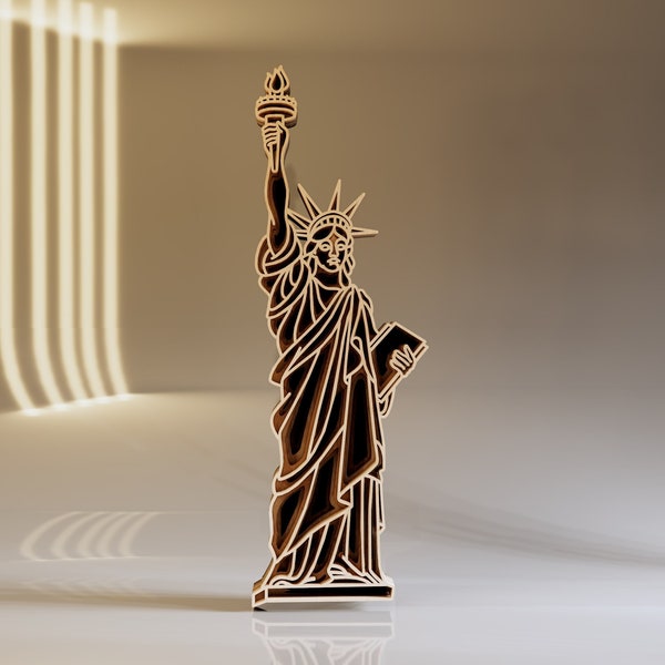 Statue of Liberty SVG Layered 3D File, Laser Cut Files, Craft Home Decor, Instant Download File Svg, Dwg, Ai, Eps, Cdr, Dxf