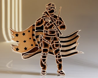 Soldier 3D Multilayer SVG Laser Cut File, Unique Gift for Crafter, Digital Download File Svg, Dwg, Ai, Eps, Cdr, Dxf