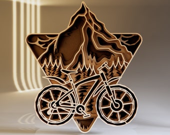 Bicycle 3D Layered SVG File, Laser Cut File, Bicycle Craft Gift, Digital Download File Svg, Dwg, Ai, Eps, Cdr, Dxf