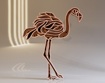 Flamingo SVG Layered File, Laser Cut Files, Craft Home Decor, Digital Download File Svg, Dwg, Ai, Eps, Cdr, Dxf