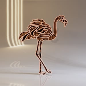 Flamingo SVG Layered File, Laser Cut Files, Craft Home Decor, Digital Download File Svg, Dwg, Ai, Eps, Cdr, Dxf