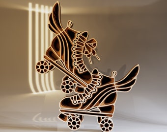 Roller Skates 3D SVG Multilayered Laser Cut File, Skates SVG, Instant Download File Svg, Dwg, Ai, Eps, Cdr, Dxf