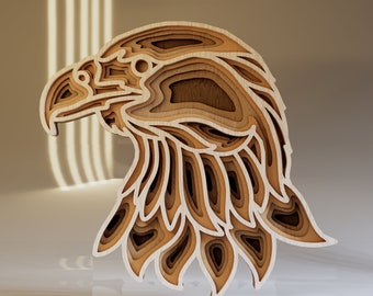 Eagle Svg Layered File, Laser Cut Files, Home Decor for Man Cave, Instant Download File Svg, Dwg, Ai, Eps, Cdr, Dxf