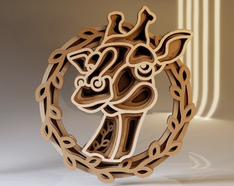 3D Giraffe SVG Layered File, Laser Cut Files, Home Decor for Nursery, Digital Download File Svg, Dwg, Ai, Eps, Cdr, Dxf