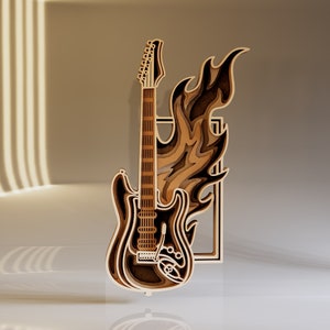 Guitar 3D Layered SVG Multilayered File, Laser Cut File, Music SVG, Instant Download File Svg, Dwg, Ai, Eps, Cdr, Dxf