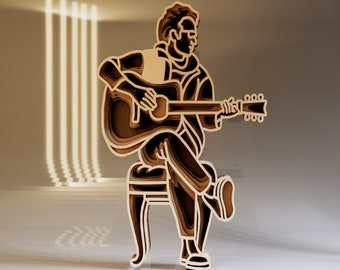 3D Musician Multilayer SVG, Laser Cut File, Craft Gift, Music Instruments SVG, digital files ai png eps dxf