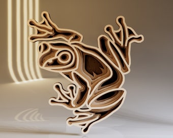 Frog SVG Layered 3D File, Mandala Laser Cut Files, Craft Home Decor, Frog SVG, Instant Download File Svg, Dwg, Ai, Eps, Cdr, Dxf