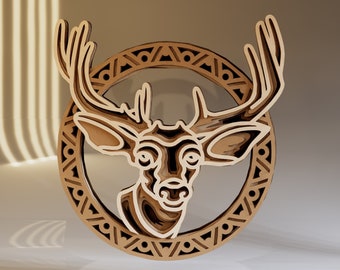 Elk 3D Multilayer SVG, Laser Cut File, Elk Digital Art, Gift for Crafter, Digital Download File Svg, Dwg, Ai, Eps, Cdr, Dxf