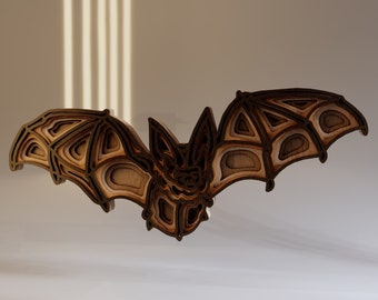 Bat 3D Layered SVG File, Laser Cut File, Bat Mandala, Instant Download File Svg, Dwg, Ai, Eps, Cdr, Dxf