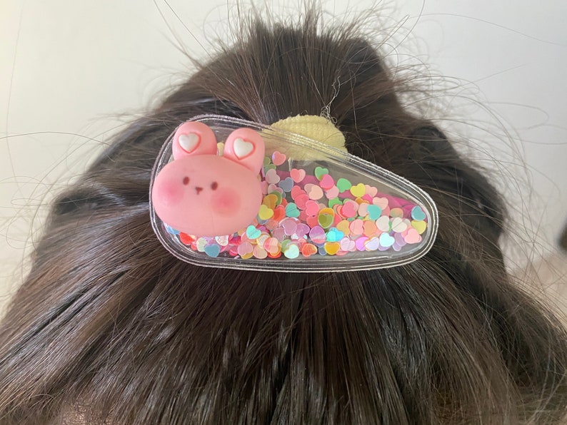 Kawaii Heart Shaped Confetti Shaker Hair Clips With Sprinkle Charms Etsy