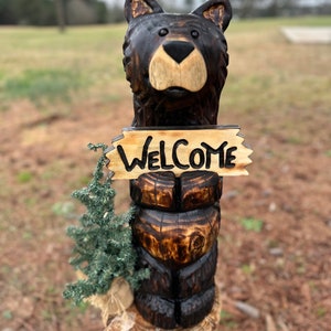 Chainsaw Carved Standing Welcome Black Bear image 5