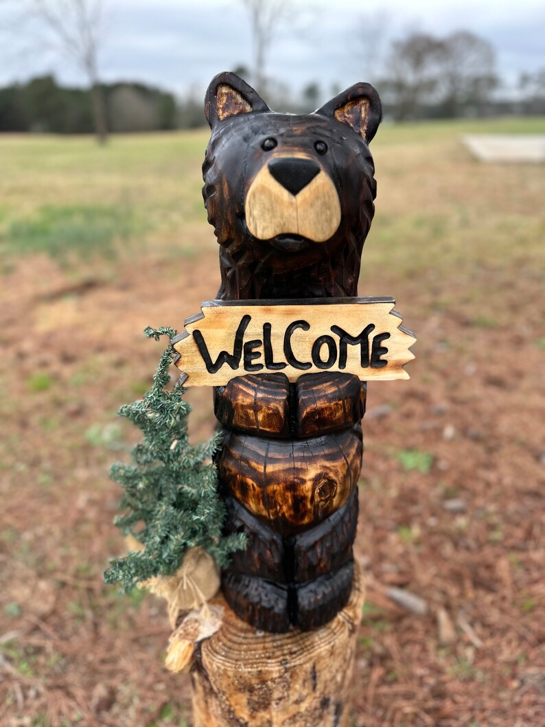Chainsaw Carved Standing Welcome Black Bear image 5