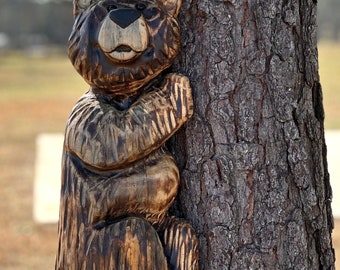 Chainsaw Carved “Happy Climber” Bear