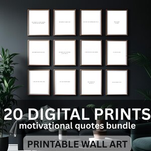 Impressões Digitais Motivacionais - CONJUNTO DE 20 - Cartas para você mesmo, arte minimalista para te inspirar a se tornar a sua melhor versão. Estilo Máquina de Escrever.