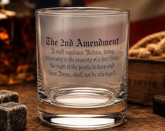 2nd Amendment 11oz Round Whiskey Glass | Printed