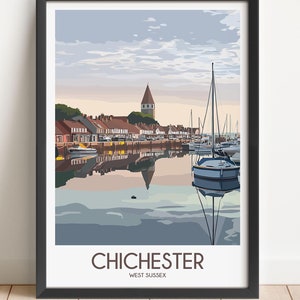 Chichester Travel Poster Chichester Travel Print West Sussex Travel Poster West Sussex Travel Print Wall Art Decor gift present home decor
