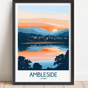 Ambleside Travel Poster: Cumbria Lake District Art Print