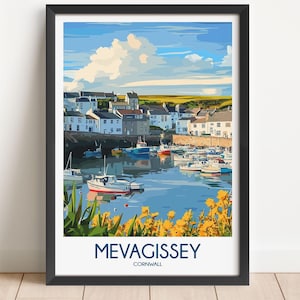 Mevagissey Travel Poster Mevagissey Travel Print Cornwall Travel Poster Cornwall Travel Print Wall Art Decor gift present home decor
