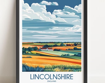 Lincolnshire Travel Poster Lincolnshire Travel Print England Travel Poster England Travel Print Wall Art Decor gift present home decor