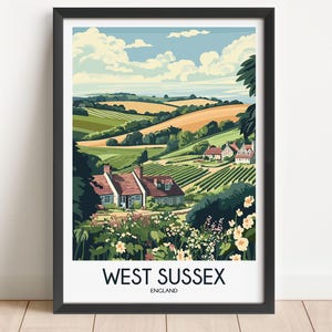 West Sussex Travel Poster West Sussex Travel Print England Travel Poster England Travel Print Wall Art Decor gift present home decor