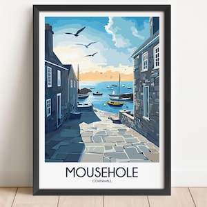Mousehole Travel Poster Mousehole Travel Print Cornwall Travel Poster Cornwall Travel Print Wall Art Decor gift present home decor