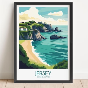 Jersey Travel Poster Jersey Travel Print Channel Islands Travel Poster Channel Islands Travel Print Wall Art Decor gift present home decor