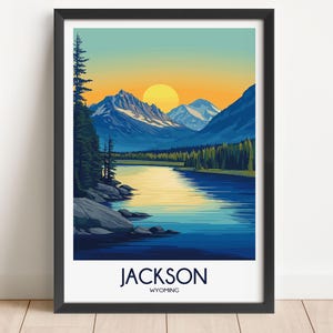 Jackson Wyoming Travel Poster: Vintage Style Wall Art