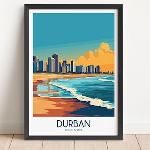 Durban Travel Poster Durban Travel Print South Africa Travel Poster South Africa Travel Print Wall Art Decor gift present home decor