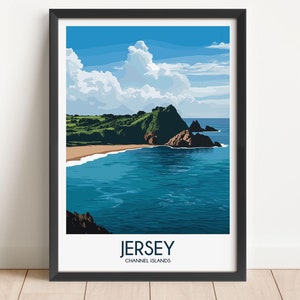 Jersey Travel Poster Jersey Travel Print Channel Islands Travel Poster Channel Islands Travel Print Wall Art Decor gift present home decor