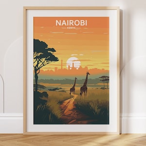 Nairobi Travel Poster Nairobi Travel Print Kenya Travel Poster Kenya Travel Print Wall Art Decor gift present home decor