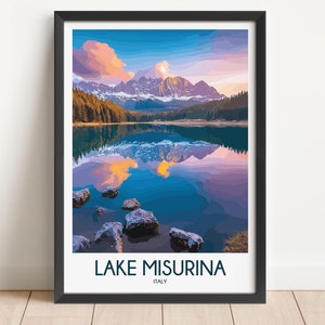 Lake Misurina Travel Poster Lake Misurina Travel Print Italy Travel Poster Italy Travel Print Wall Art Decor gift present home decor