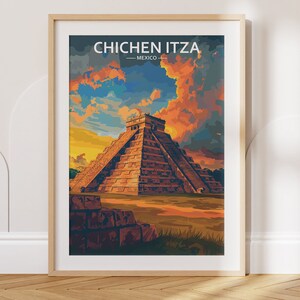 Chichen Itza Travel Poster Chichen Itza Travel Print Mexico Travel Poster Mexico Travel Print Wall Art Decor gift present home decor