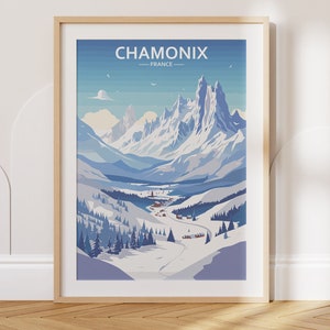 Chamonix Travel Poster Chamonix Travel Print France Travel Poster France Travel Print Wall Art Decor gift present home decor