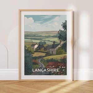 Lancashire Travel Poster Lancashire Travel Print England Travel Poster England Travel Print Wall Art Decor gift present home decor