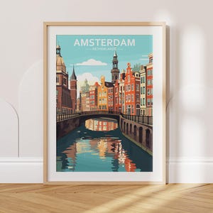 Amsterdam Travel Poster Amsterdam Travel Print Netherlands Travel Poster Netherlands Travel Print Wall Art Decor gift present home decor