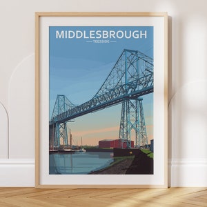 Middlesbrough Travel Poster Middlesbrough Travel Print Teesside Travel Poster Teesside Travel Print Wall Art Decor gift present home decor