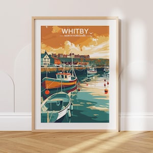 Whitby Travel Poster Whitby Travel Print North Yorkshire Travel Poster North Yorkshire Travel Print Wall Art Decor gift present home decor